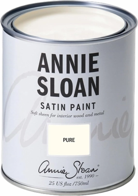 Annie Sloan Satin Paint. Self-leveling, All-in-one Paint with No Wax or Lacquer Required. The Finish is Durable and Wipeable. (Pure, 25 Fl Oz/750 mL)