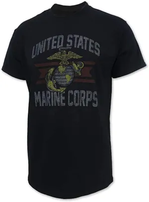 Armed Forces Gear Men's US Marines Vintage Basic Short-Sleeve T-Shirt - Licensed United States Marine Corps Shirts for Men