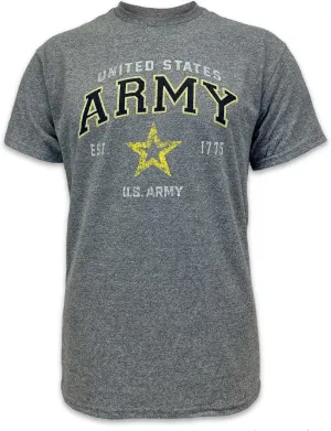 Armed Forces Gear US Army Star Est. 1775 Faded Short-Sleeve T-Shirt, Unisex - Licensed United States Army Shirts for Men