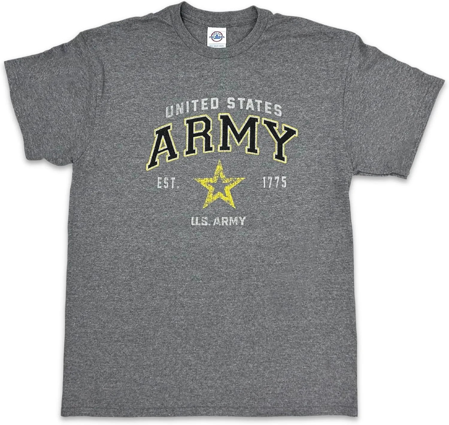 Armed Forces Gear US Army Star Est. 1775 Faded Short-Sleeve T-Shirt, Unisex - Licensed United States Army Shirts for Men