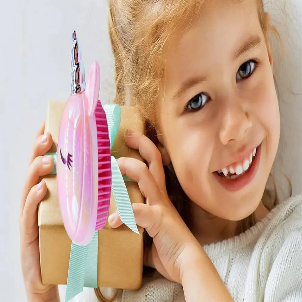Artkingdome Unicorn Hair Brush Wet dry, Kids detangling brush,Toddler Hair Brush Detangling, Curly Straight Hair Brushes Combs Gift Pink