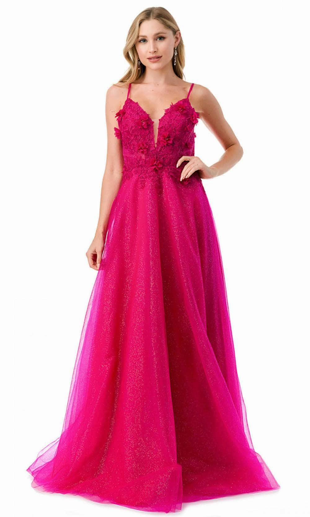 Aspeed Design L2782A - Appliqued Plunging V-Neck Evening Gown