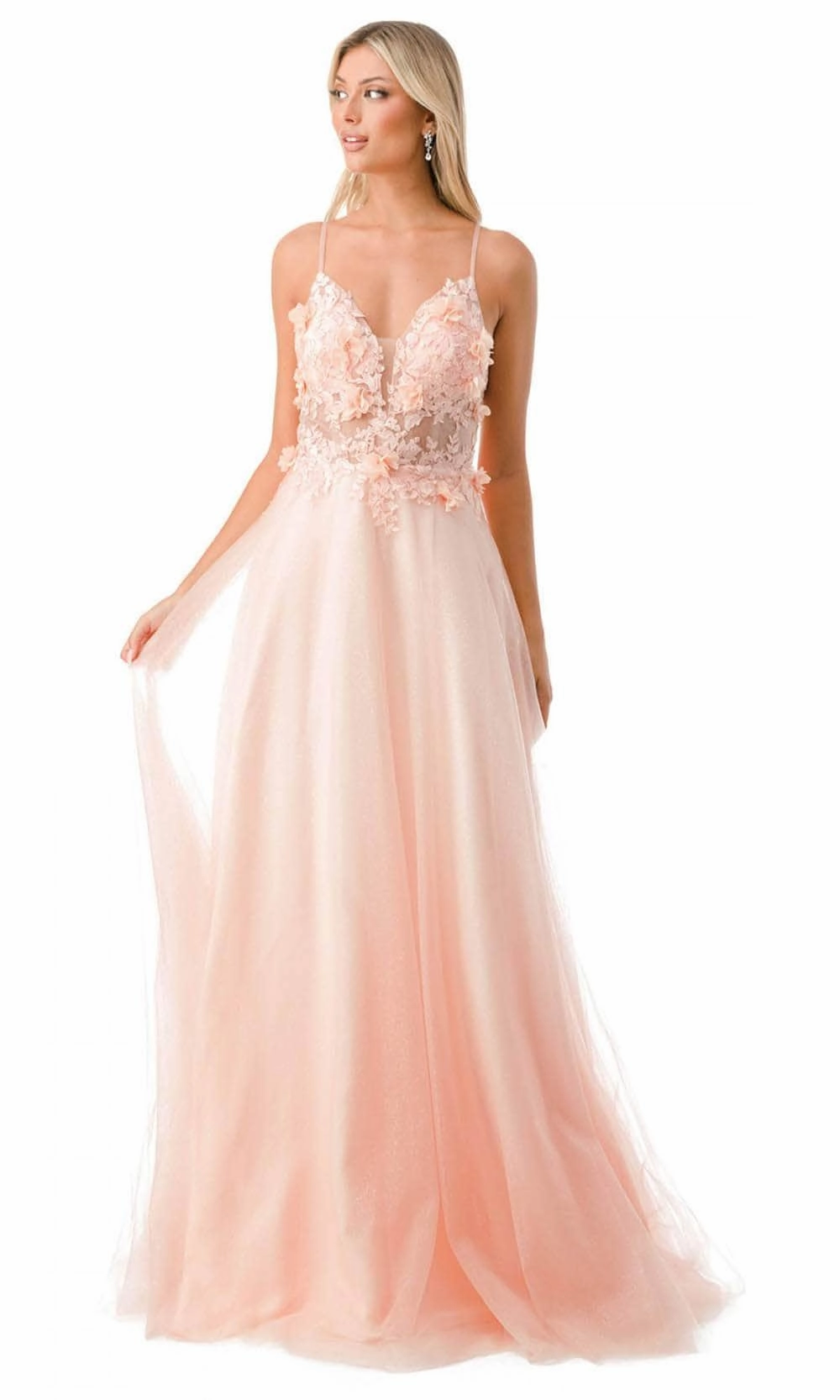 Aspeed Design L2782A - Appliqued Plunging V-Neck Evening Gown
