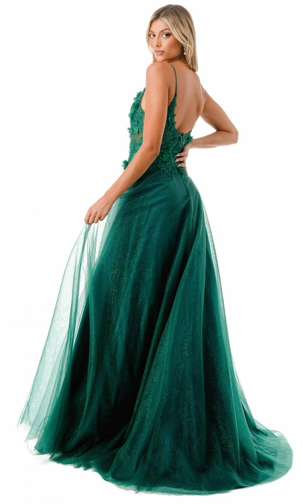 Aspeed Design L2782A - Appliqued Plunging V-Neck Evening Gown