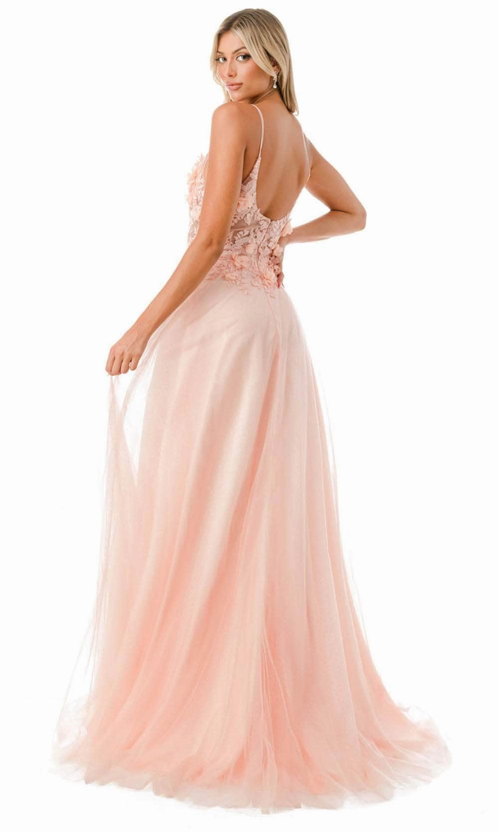 Aspeed Design L2782A - Appliqued Plunging V-Neck Evening Gown