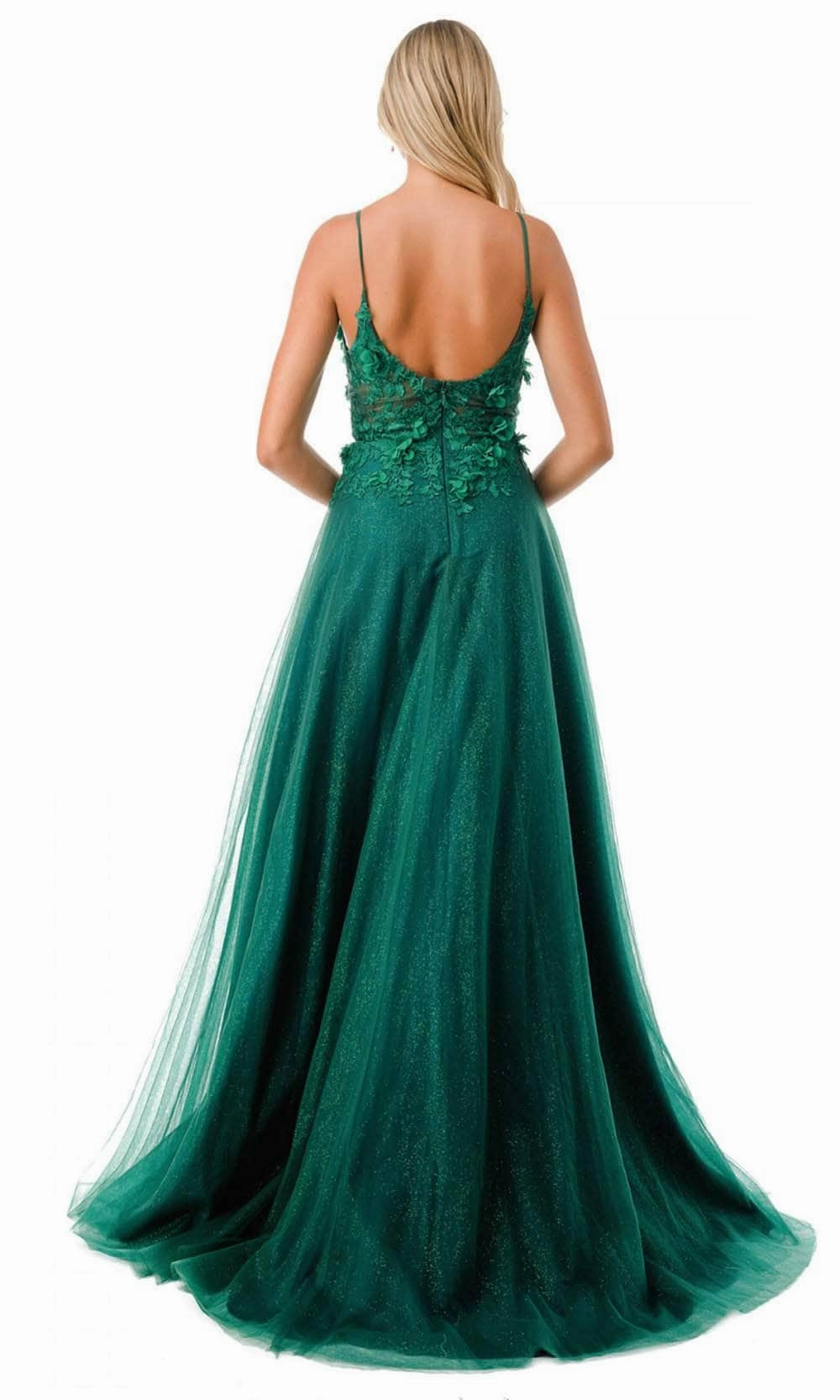 Aspeed Design L2782A - Appliqued Plunging V-Neck Evening Gown