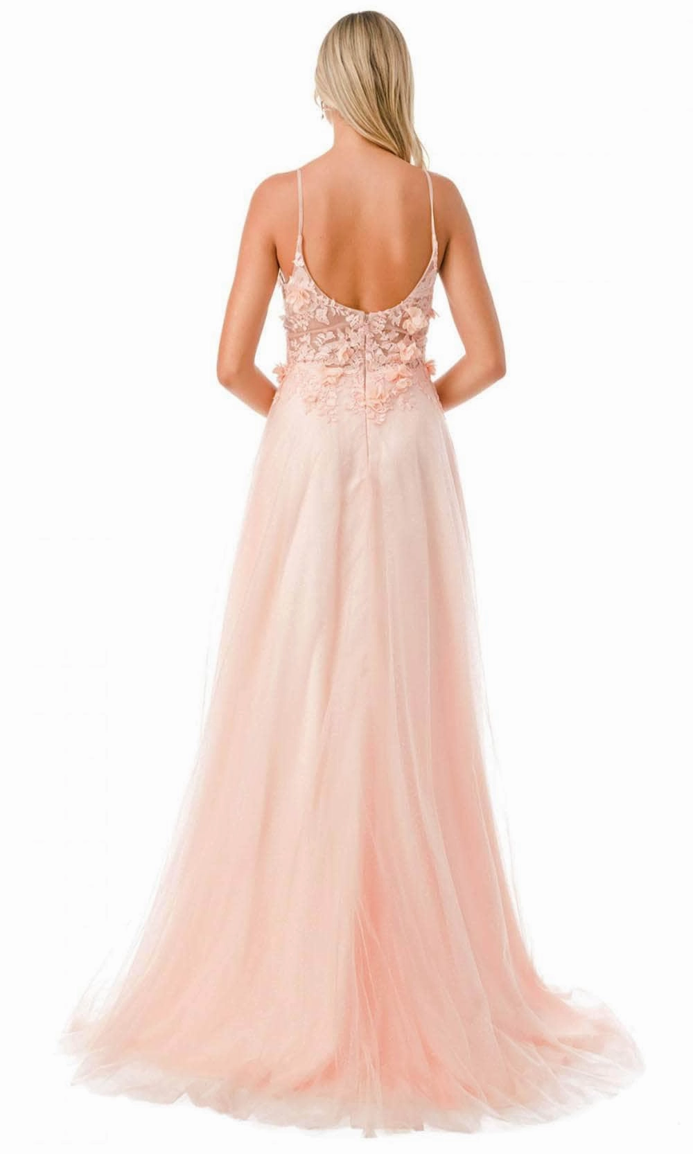 Aspeed Design L2782A - Appliqued Plunging V-Neck Evening Gown