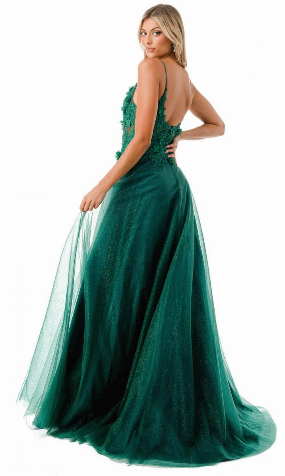 Aspeed Design L2782A - Appliqued Plunging V-Neck Evening Gown