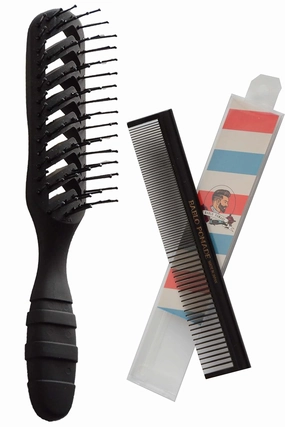 BABLOPOMADE Skeleton Hair Brush Men Fast Blow Drying Styling Long Short Made In Japan (Set A)