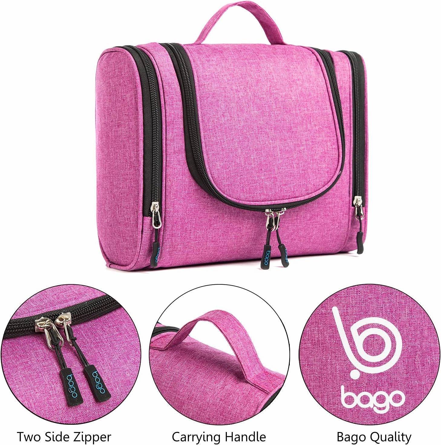 bago Travel Toiletry Bag for Women and Men - Large Waterproof Hanging Large Toiletry Bag for Bathroom and Travel Bag for Toiletries Organizer -Travel Makeup Bag (SnowPurple)