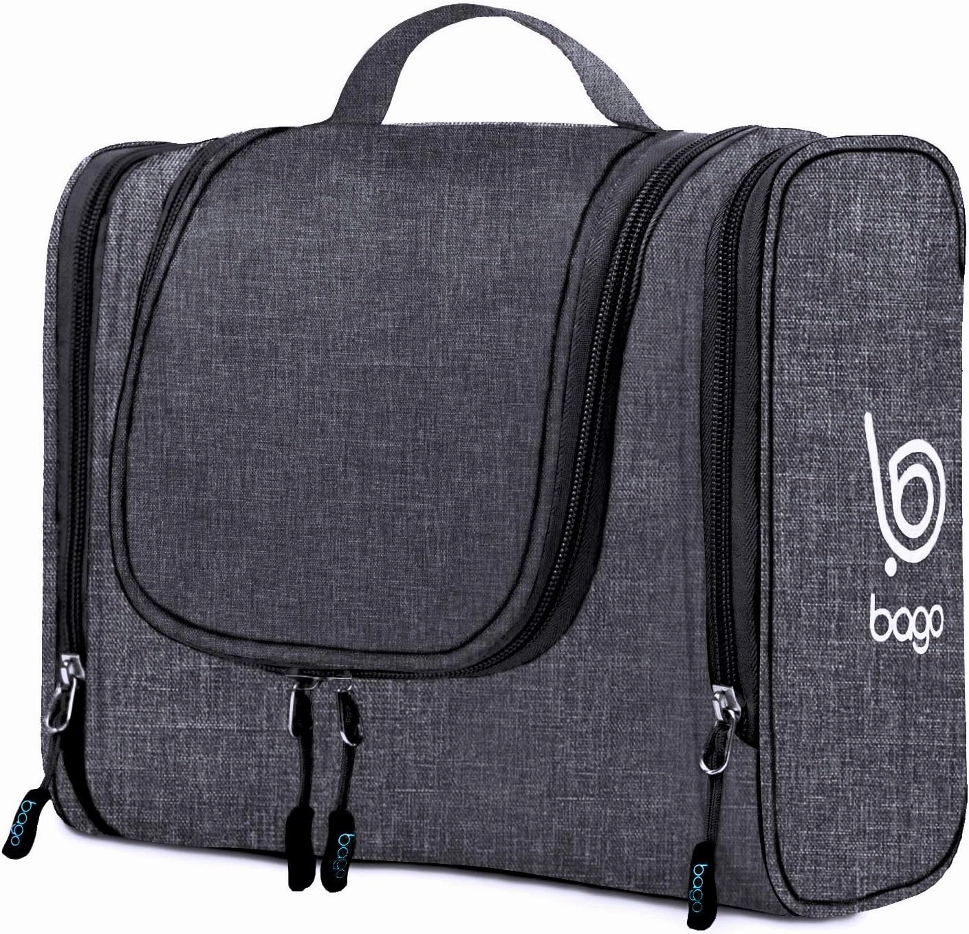 bago Travel Toiletry Bag for Women and Men - Large Waterproof Hanging Toiletry Bag for Bathroom and Travel Bag for Toiletries Organizer (Snow Black)