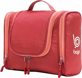 bago Travel Toiletry Bag for Women and Men X-Large Waterproof Hanging Large Toiletry Bag for Bathroom and Travel Bag for Toiletries Organizer -Travel Makeup Bag (Red)