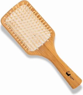 Bamboo Hairbrush with Wooden Pins - Eco-Friendly Paddle Detangler for Long, Thick, and Curly Hair, Natural Wooden Scalp Massage Brush