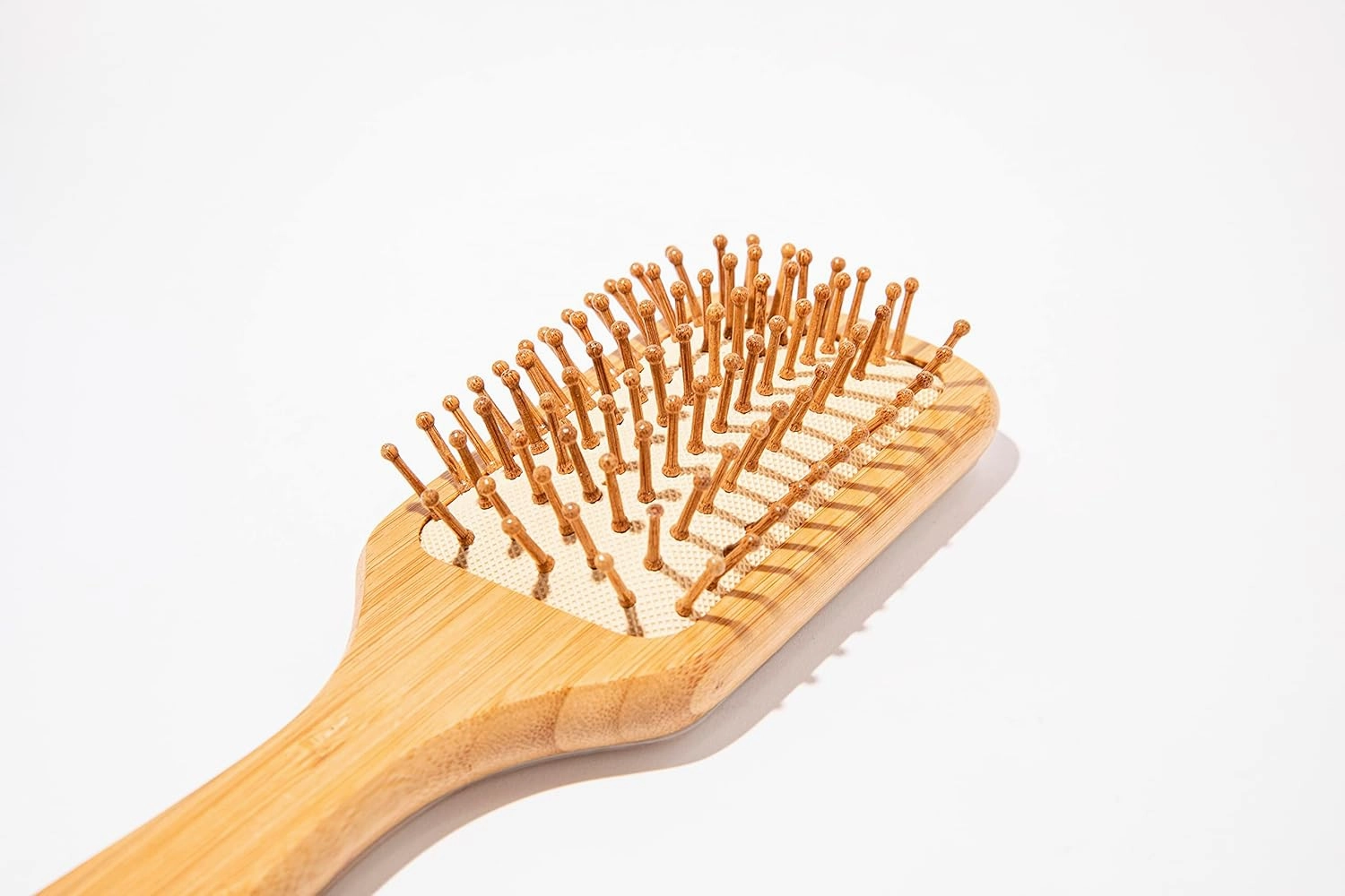 Bamboo Paddle Hair Brush All,Thick - Bamboo Bristles Detangling Hairbrush for Massaging Scalp, Women, Shell White