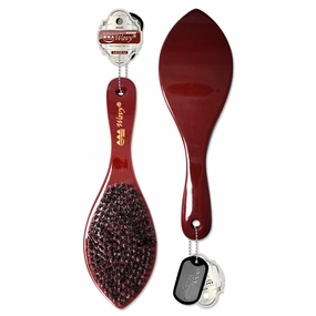 Beauty Town 50/50 Boar & Nylon Medium Bristle Texture Wave Brush – Curved Hairbrush for Styling & Waves -Suitable for Men Women Teens and ALL HAIR TEXTURES (9.25"x2.75" inches) (Burgundy)