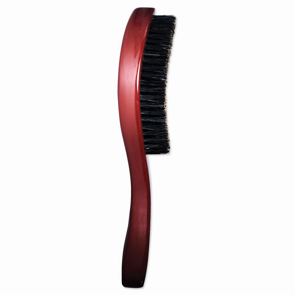 Beauty Town 50/50 Boar & Nylon Medium Bristle Texture Wave Brush – Curved Hairbrush for Styling & Waves -Suitable for Men Women Teens and ALL HAIR TEXTURES (9.25"x2.75" inches) (Burgundy)