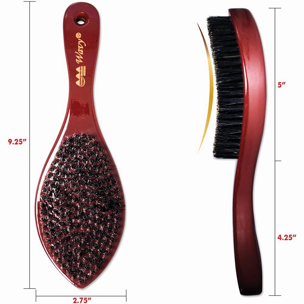 Beauty Town 50/50 Boar & Nylon Medium Bristle Texture Wave Brush – Curved Hairbrush for Styling & Waves -Suitable for Men Women Teens and ALL HAIR TEXTURES (9.25"x2.75" inches) (Burgundy)