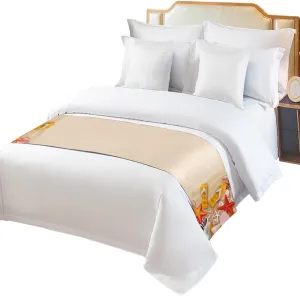 Bed Runner Scarf, Summer Orange Slippers Starfish Shell Wood Grain King Bed Bedding Scarves Cover Decorative Bed Scarf for Home Hotel Guesthouse Bedroom Wedding Room Guestrooms 94"x20"
