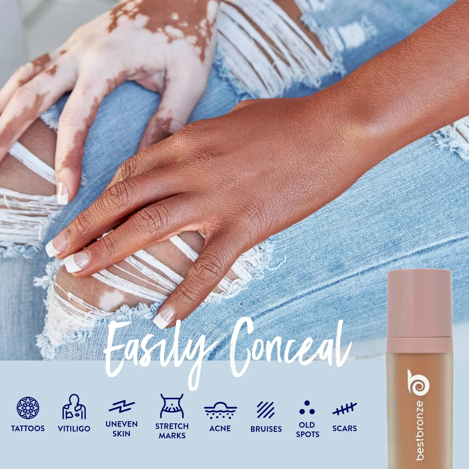 Best Bronze Bombshell Body Makeup - Tattoo Cover Up Makeup & Body Foundation Waterproof - Tattoo Concealer Waterproof for Scars, Varicose Veins Cover Up & Leg Foundation (NC25 Light Golden Beige)