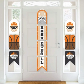 Big Dot of Happiness Basketball - Let the Madness Begin - Hanging Vertical Paper Door Banners - College Basketball Party Wall Decoration Kit - Indoor Door Decor