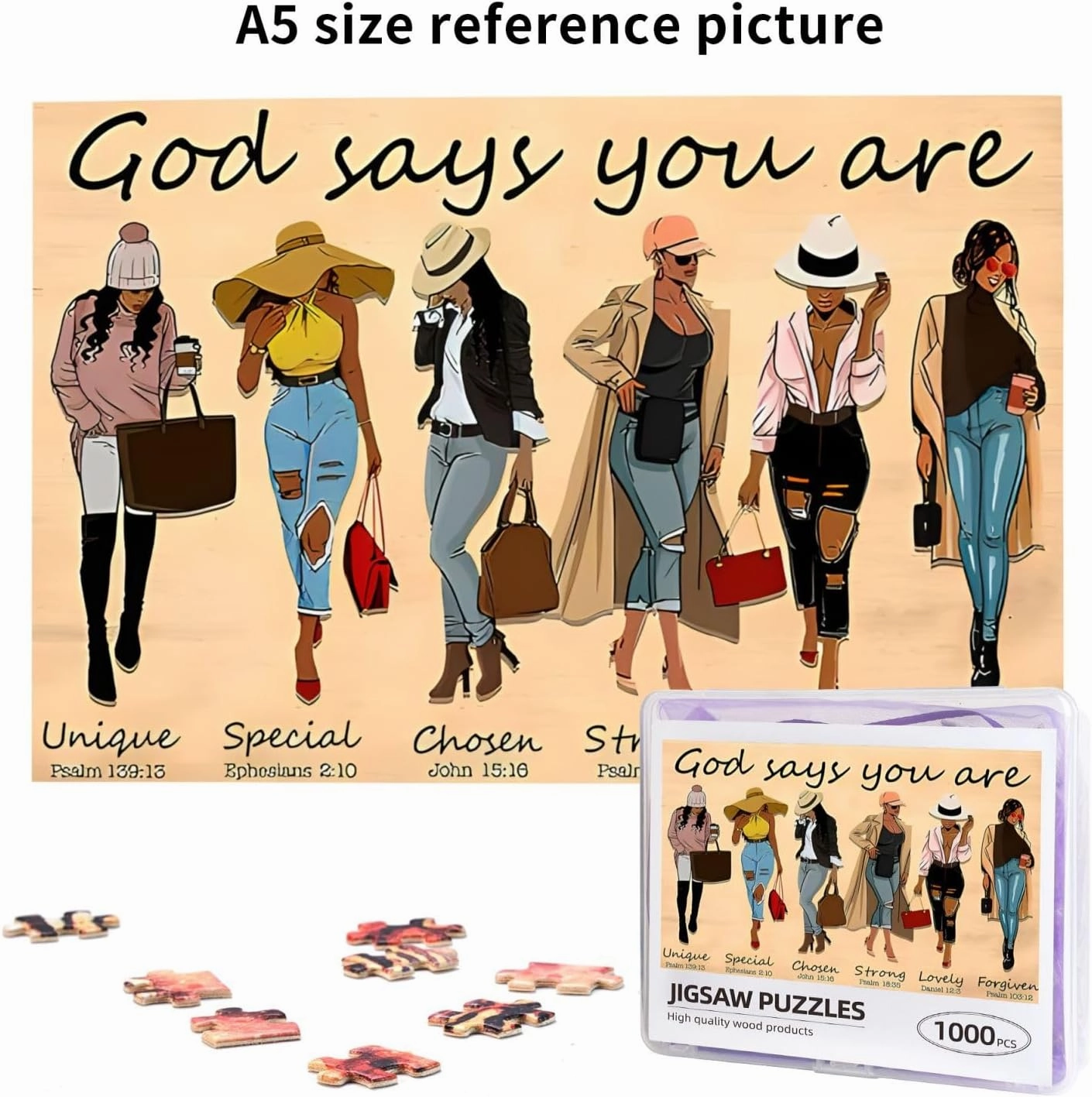 Black Queen Girl Jigsaw Puzzles African American Jigsaw Puzzles for Adults Fun Family Game Motivational Toy Educational Intellectual