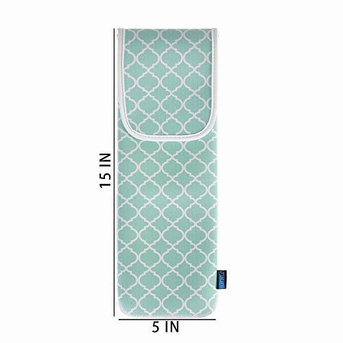 Bluecell Aqua Blue Quatrefoil Water-resistant Neoprene Curling Iron Holder Flat Iron Curling Wand Travel Cover Case Bag Pouch 15 x 5 Inches