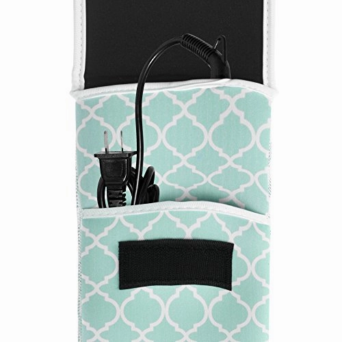 Bluecell Aqua Blue Quatrefoil Water-resistant Neoprene Curling Iron Holder Flat Iron Curling Wand Travel Cover Case Bag Pouch 15 x 5 Inches