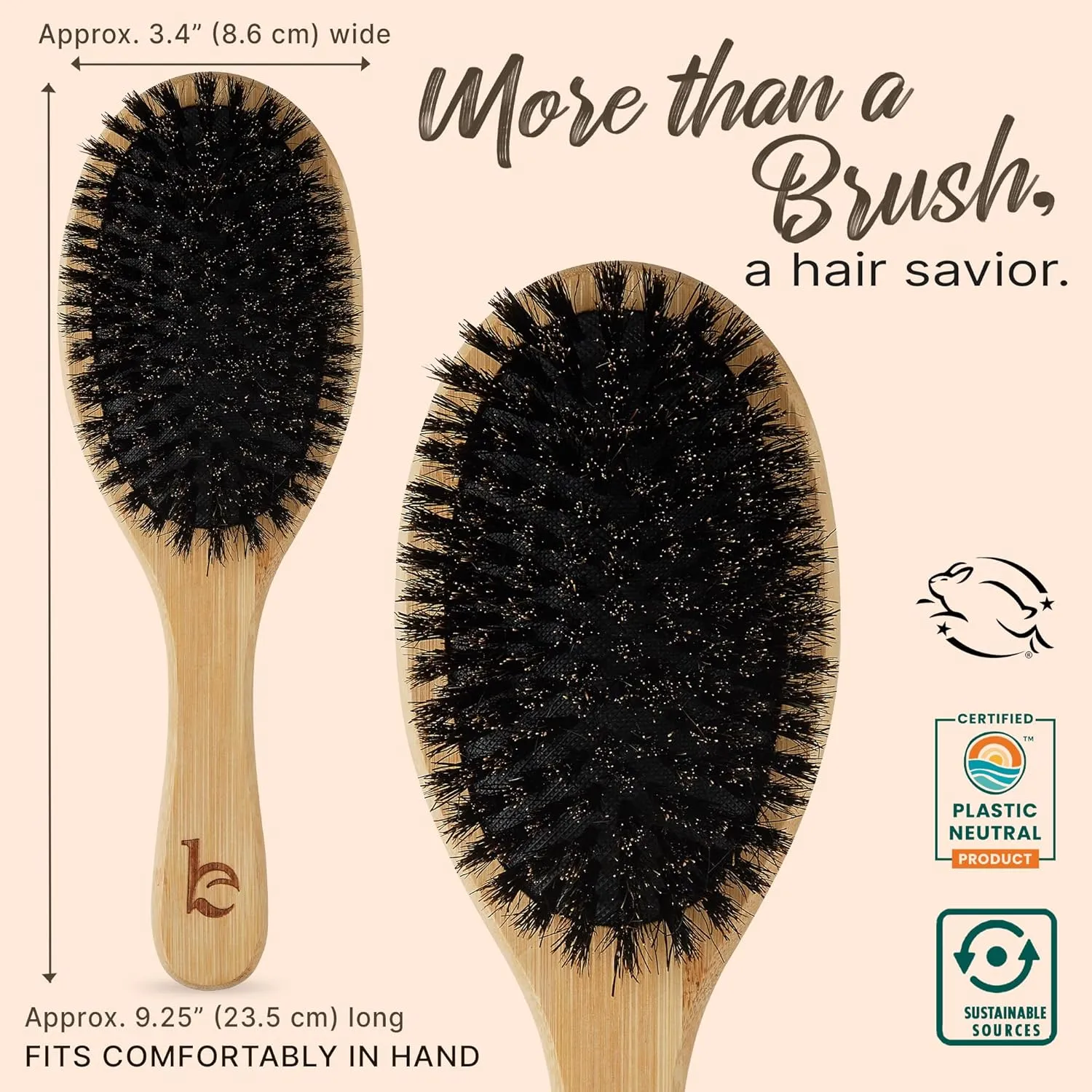 Boar Bristle Hair Brush for Women and Men, Natural 100% Soft Boars Hairbrush for Fine and Thin Hair