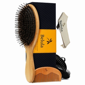 Boar Bristle Styling Men's Hairbrush with Nylon Pins