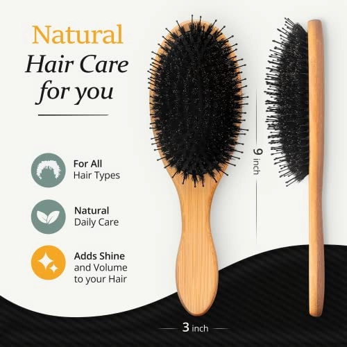 Boar Bristle Styling Men's Hairbrush with Nylon Pins