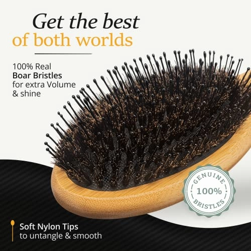 Boar Bristle Styling Men's Hairbrush with Nylon Pins