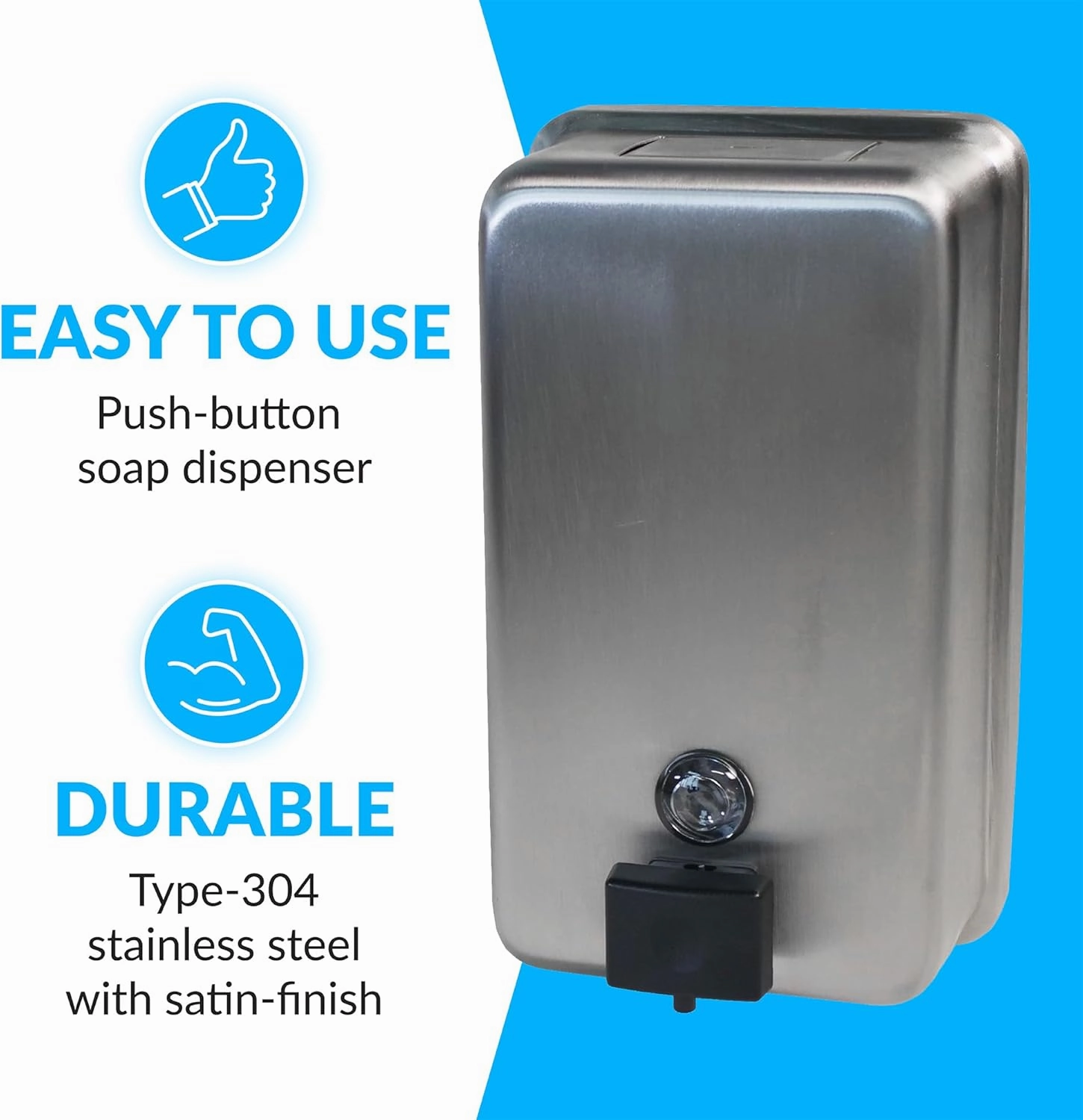 Bobrick Surface-Mounted Soap Dispenser, Vertical Tank Satin-Finish Stainless Steel (40-fl oz Capacity)