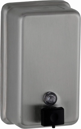 Bobrick Surface-Mounted Soap Dispenser, Vertical Tank Satin-Finish Stainless Steel (40-fl oz Capacity)