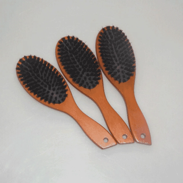 Bristle Hairbrush Anti-Static Wooden Handle Hair Comb