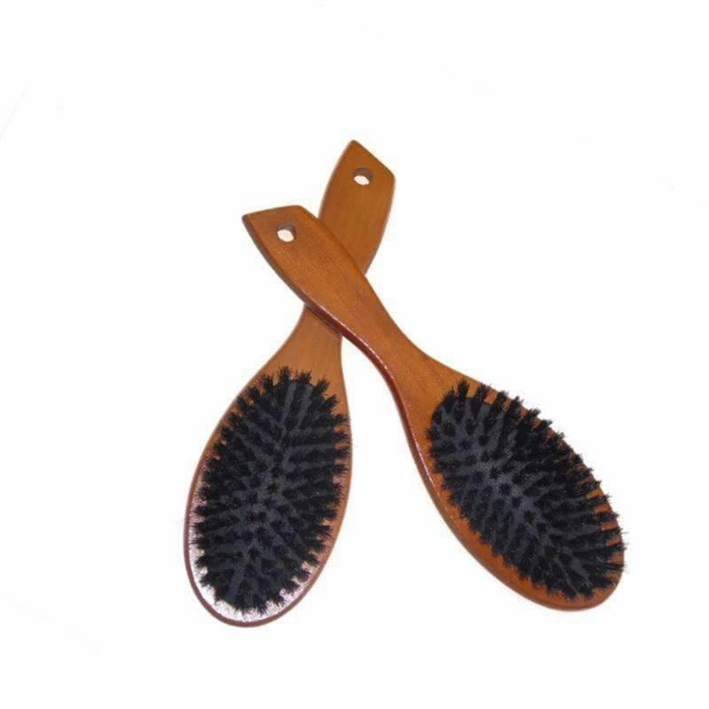 Bristle Hairbrush Anti-Static Wooden Handle Hair Comb