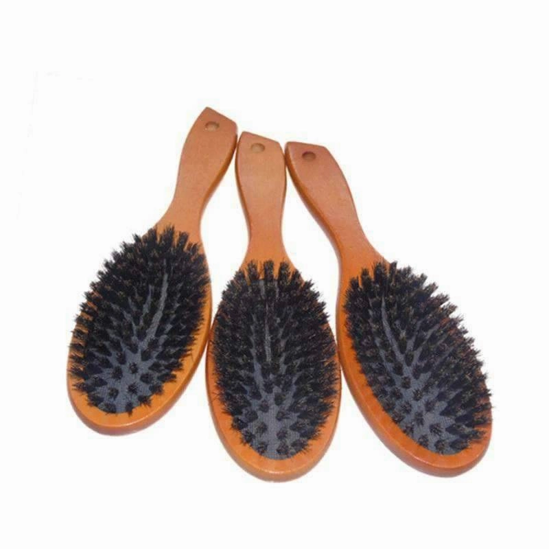 Bristle Hairbrush Anti-Static Wooden Handle Hair Comb