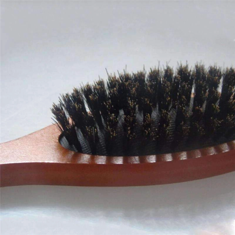 Bristle Hairbrush Anti-Static Wooden Handle Hair Comb