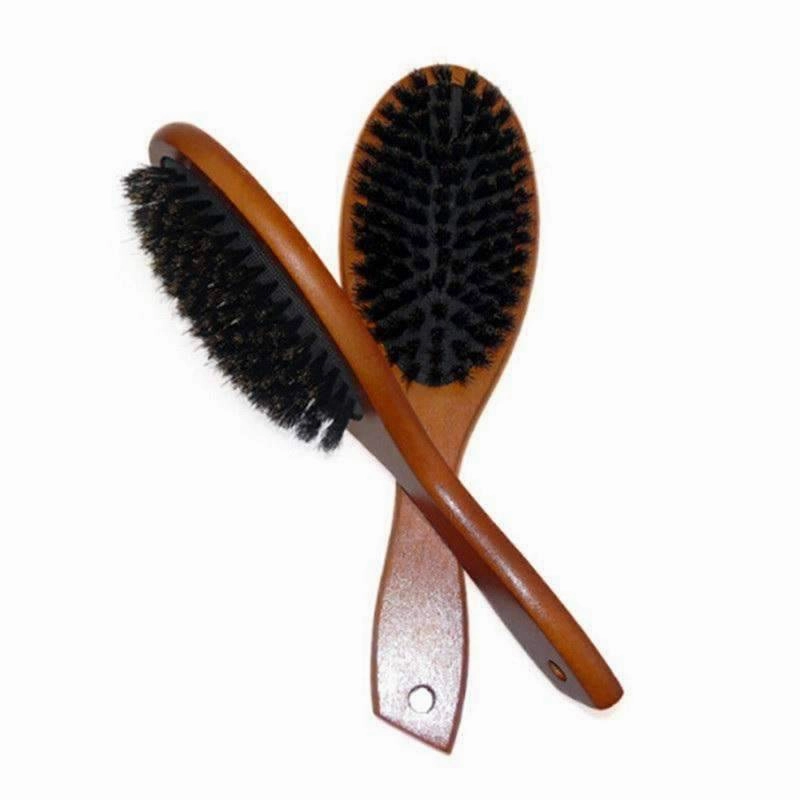 Bristle Hairbrush Anti-Static Wooden Handle Hair Comb