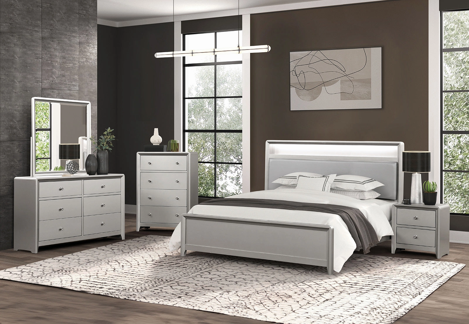 Bryne Champagne LED Queen Bed