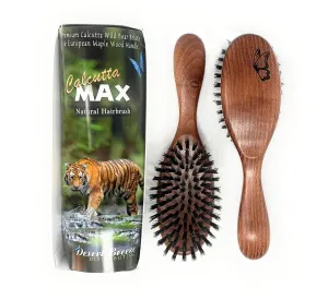 Calcutta Max – 100% Pure Calcutta Extra Stiff Wild Boar Bristle Hair Brush – Best Natural Hair Brush – Thick Hairbrush for Styling & Smoothing – Dark Maple Wood Handle – Made in Europe