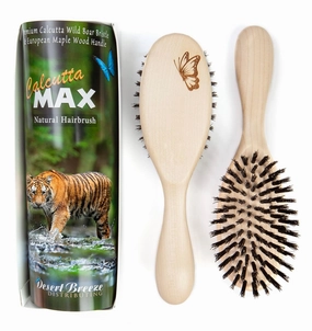 Calcutta Max – 100% Pure Calcutta Extra Stiff Wild Boar Bristle Hair Brush – Premium Natural Hairbrush for Women with Thick Hair – Light Maple Wood Handle – Made in Europe