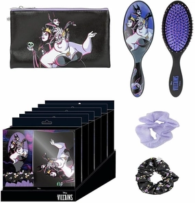 CERDÁ LIFE'S LITTLE MOMENTS -Disney Villain Beauty Set - Black - Complete Set - Includes Hairbrush, 2 Hair Pigtails and Pouch - Original Product, Multicolor, One Size, Basic