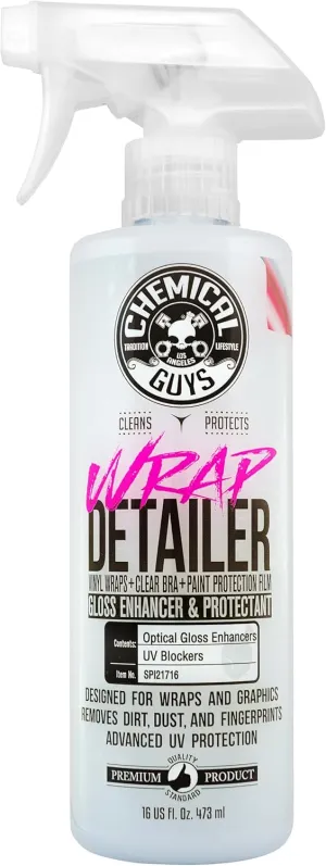 Chemical Guys SPI21716 Wrap Detailer Gloss Enhancer & Protectant, (Designed for Wraps, Graphics, Clear Bra & Paint Protection Film) For Cars, Trucks, SUVs, RVs, Motorcycles & More, 16 fl oz