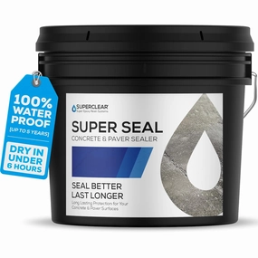 Concrete Sealer, Paver Sealer, Super Seal 5 Gallon, Penetrating Wet Natural Look, Cures in 6 Hours, 5 Year Life, Non-Toxic, Zero VOCs, Pet Friendly, Patio, Driveway, Roof, Pool Decks