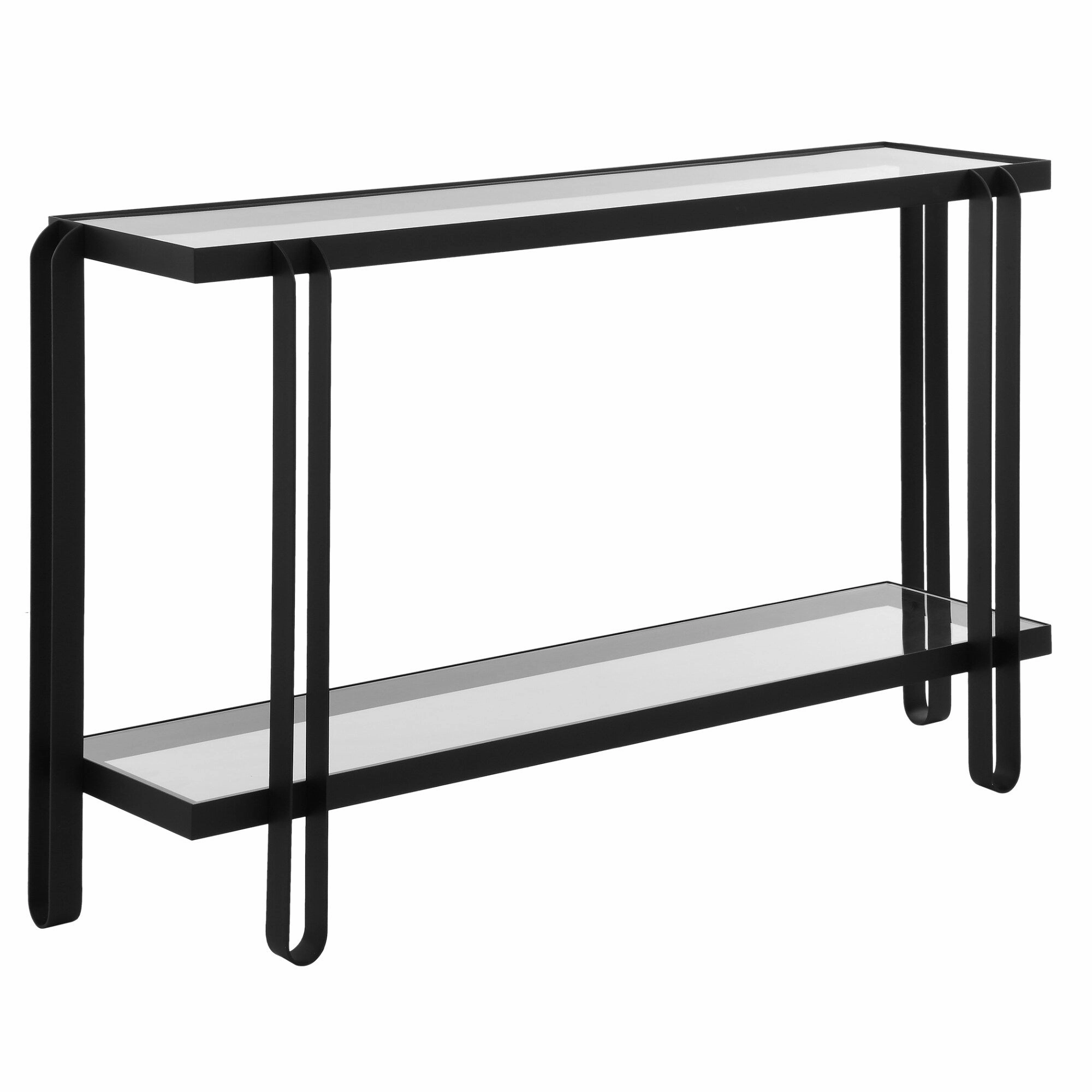 Console Sofa Table with Glass Top - 55.25" - Black