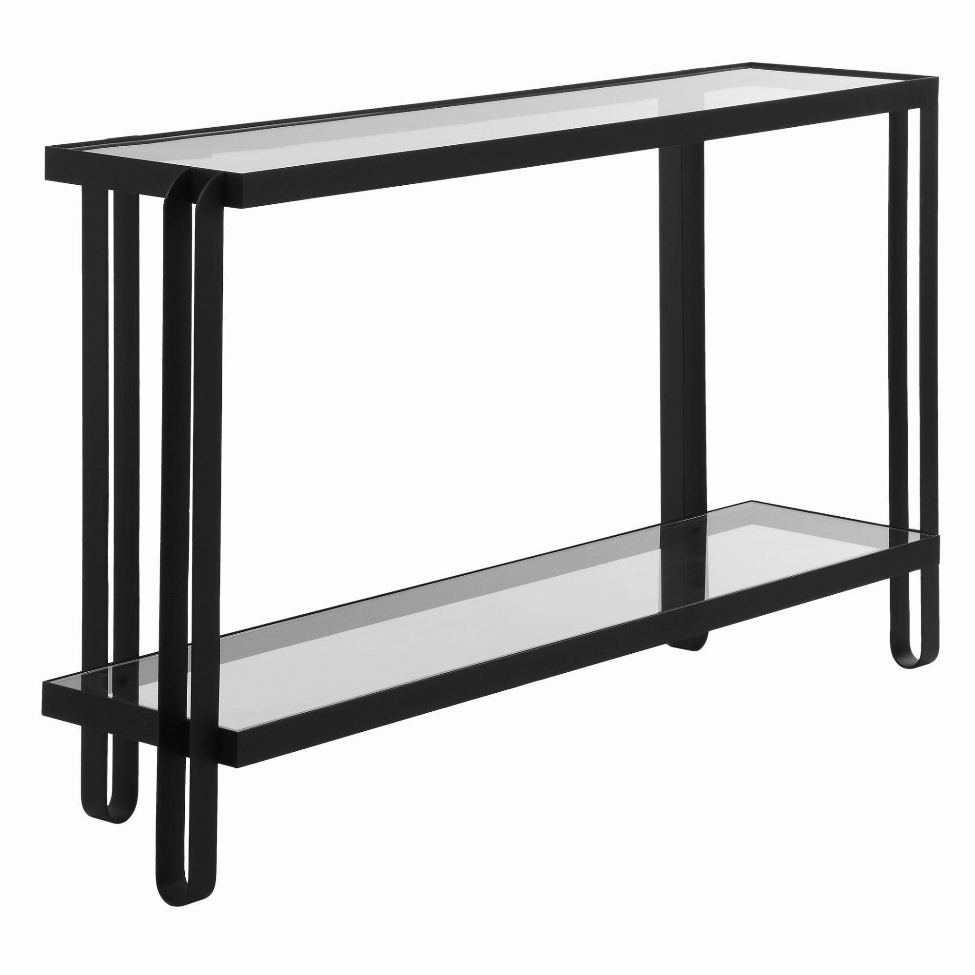 Console Sofa Table with Glass Top - 55.25" - Black