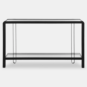 Console Sofa Table with Glass Top - 55.25" - Black