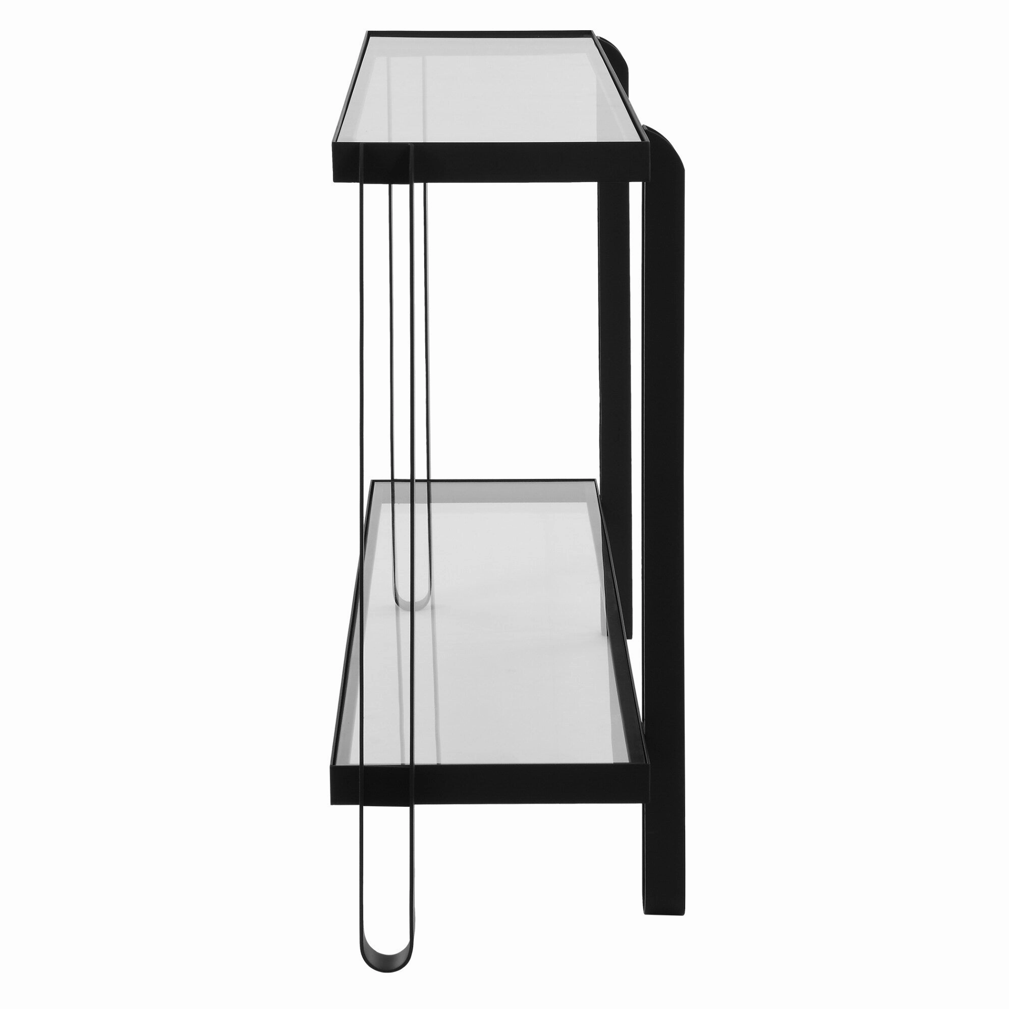 Console Sofa Table with Glass Top - 55.25" - Black