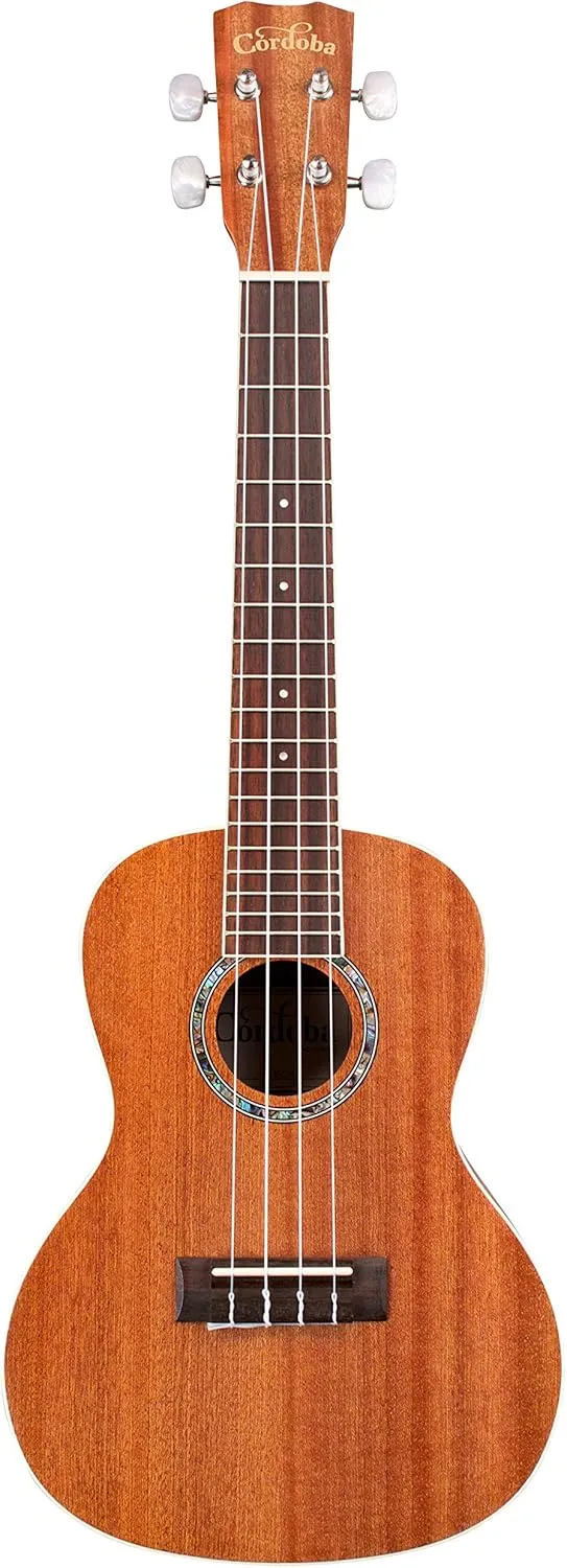 Cordoba 15CM Concert Ukulele - Hand Crafted With Mahogany Top, Back & Sides, Authentic Abalone Rosette & Satin Finish & Premium Italian Aquila Strings - For Beginners & Professionals