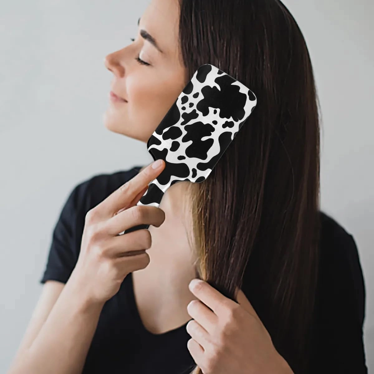 Cow Print Hair Brush for Kids Girls Boys, Wet Dry Detangling Hair Brush Soft Bristle Hair Brushes Paddle Hairbrush for All Hair Types Women Men